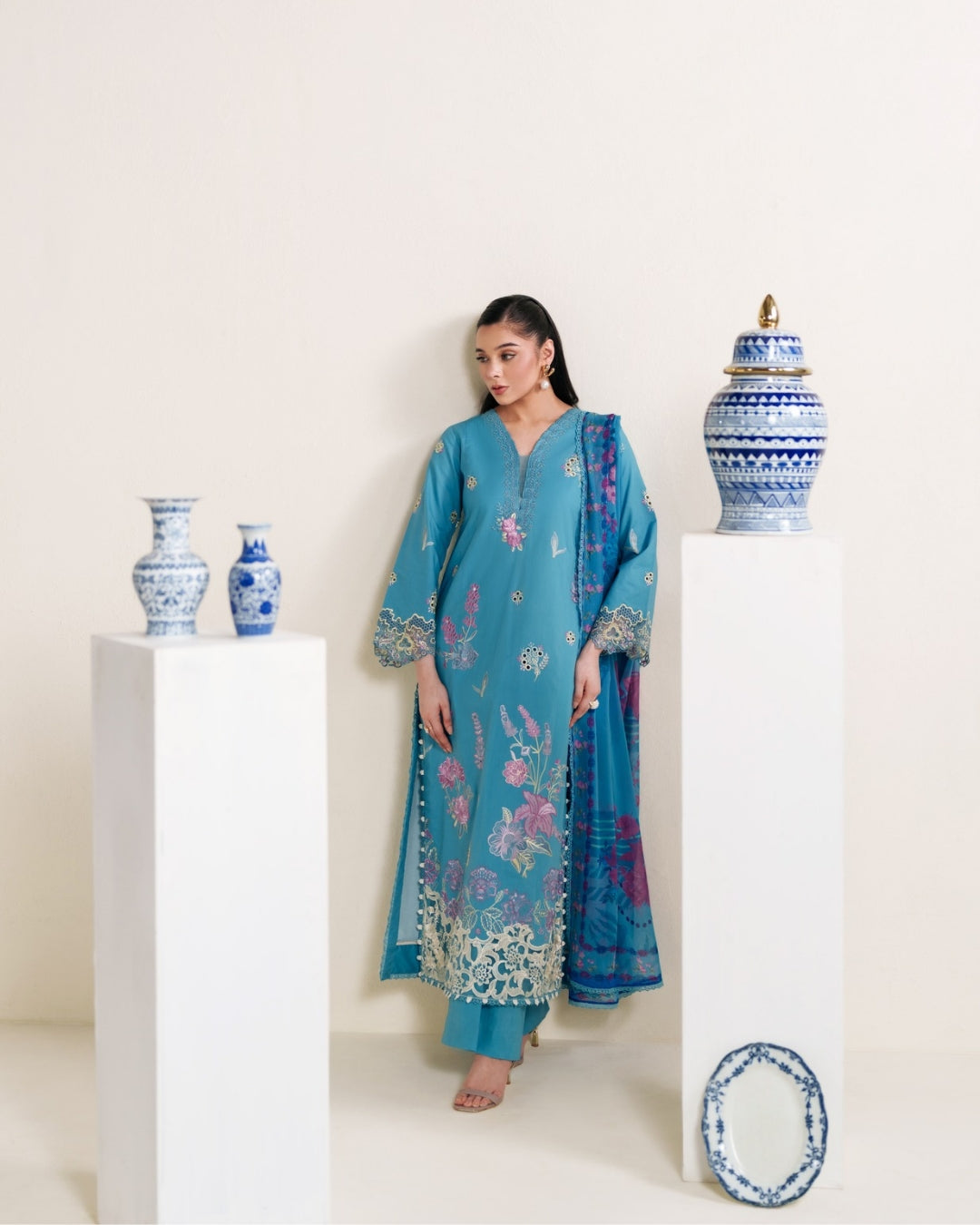 Neeshay | Whispers of Summer Luxury Lawn | SKYLA - Luxury Dress - available at Maria Faisal in UK and USA.