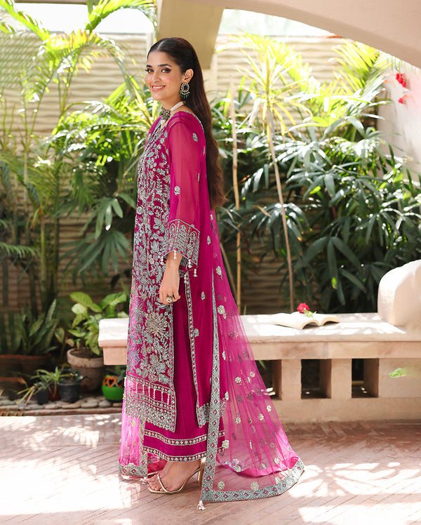 Roheenaz | Aangan Chiffon Collection 25 | Eira - is Rouge Pink dress from Roheenaz - Ladies Clothes - Maria Faisal