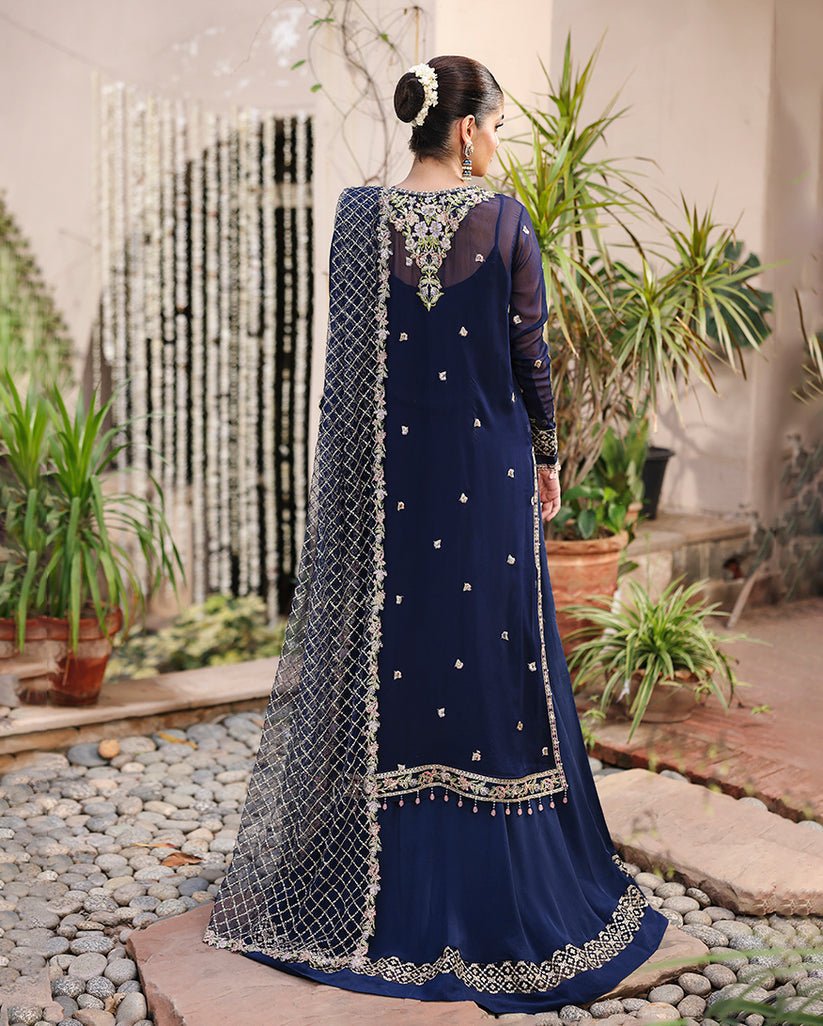 Roheenaz | Aangan Chiffon Collection 25 | Nilofar - is Navy Blue dress from Roheenaz - Ladies Clothes - Maria Faisal
