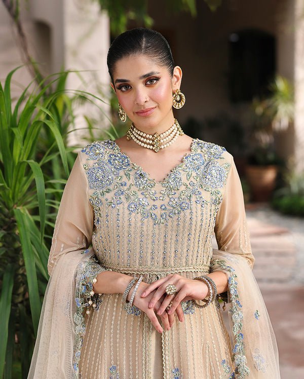 Roheenaz | Aangan Chiffon Collection 25 | Sehrish - is Ivory Gold dress from Roheenaz - Ladies Clothes - Maria Faisal