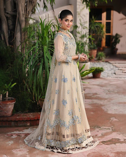 Roheenaz | Aangan Chiffon Collection 25 | Sehrish - is Ivory Gold dress from Roheenaz - Ladies Clothes - Maria Faisal