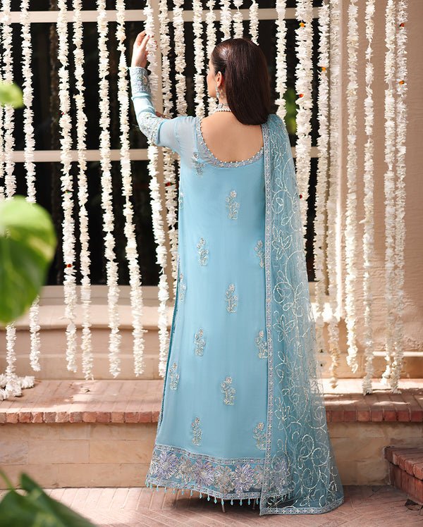 Roheenaz | Aangan Chiffon Collection 25 | Wafa - is Light Blue dress from Roheenaz - Ladies Clothes - Maria Faisal