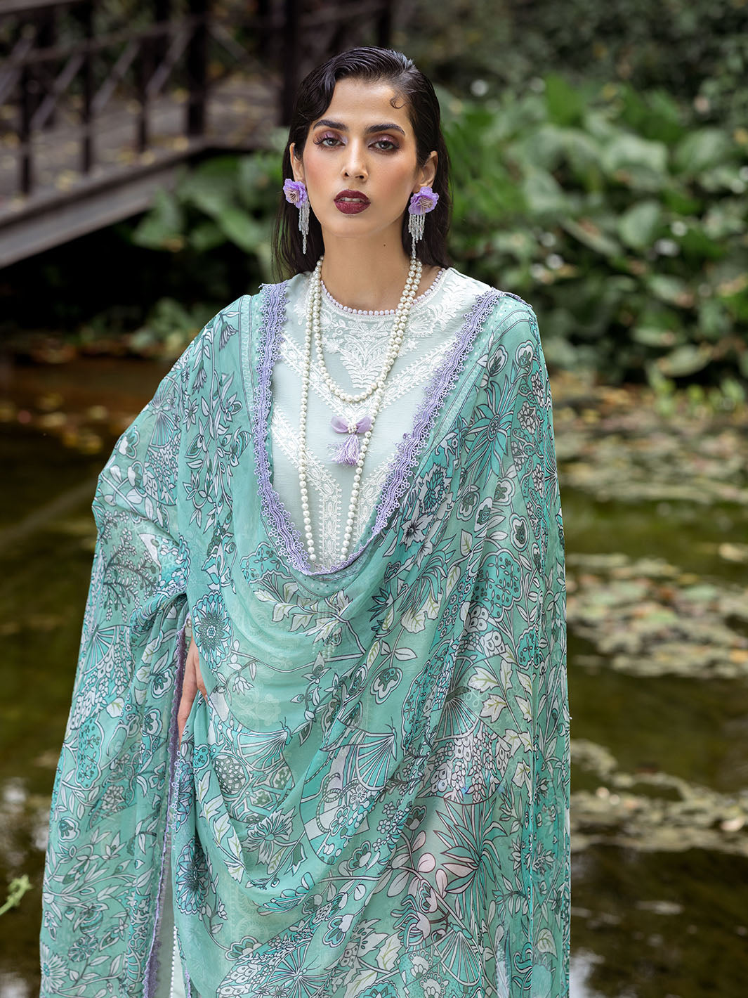 Roheenaz | Dahlia Embroidered Lawn 24 | Gardenia