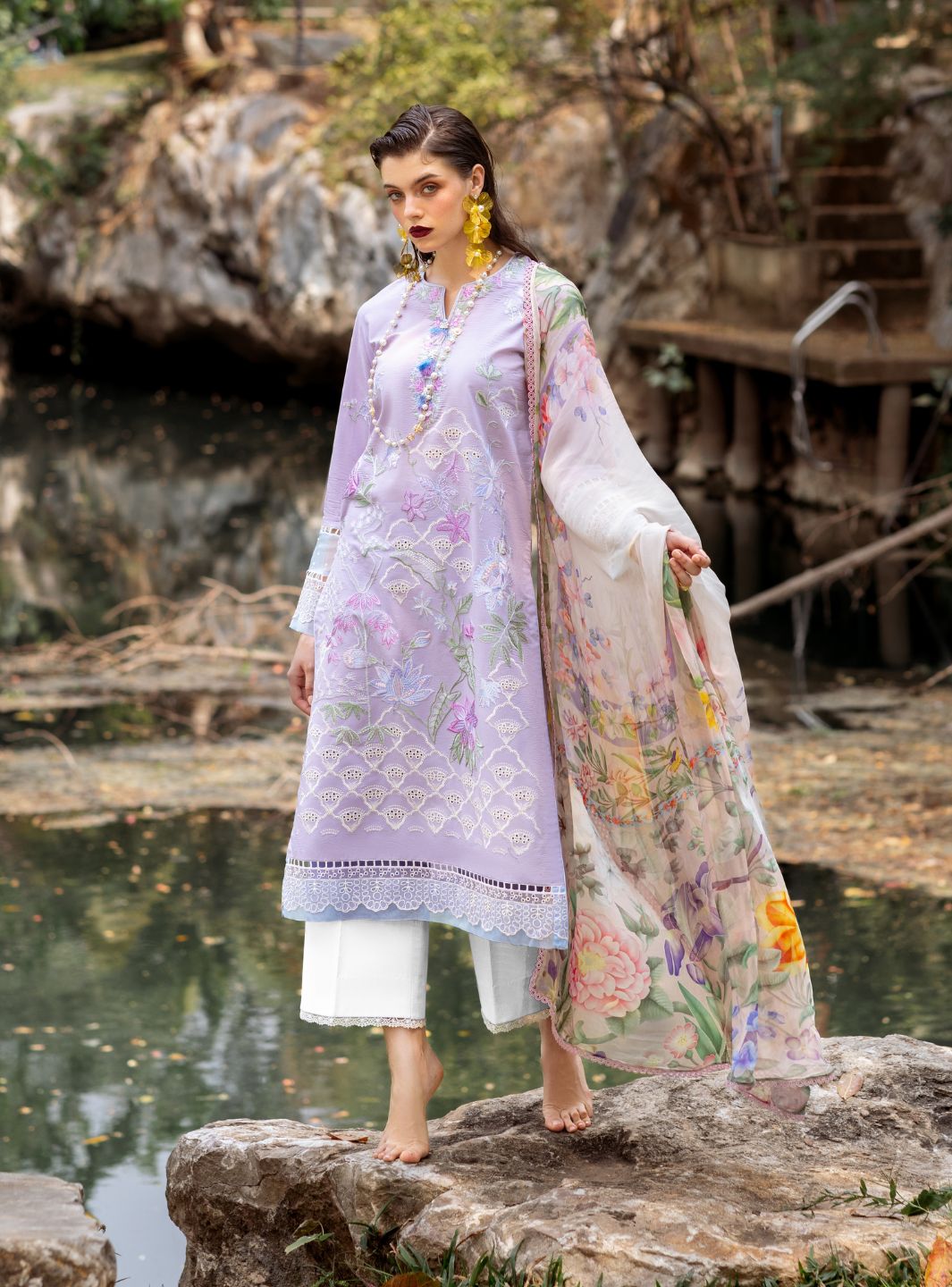 Roheenaz | Dahlia Embroidered Lawn 24 | Iris