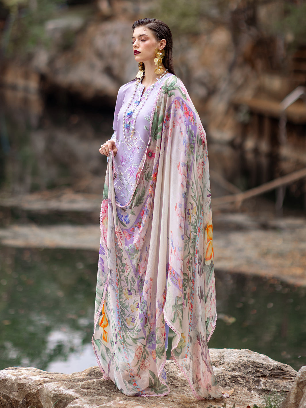 Roheenaz | Dahlia Embroidered Lawn 24 | Iris