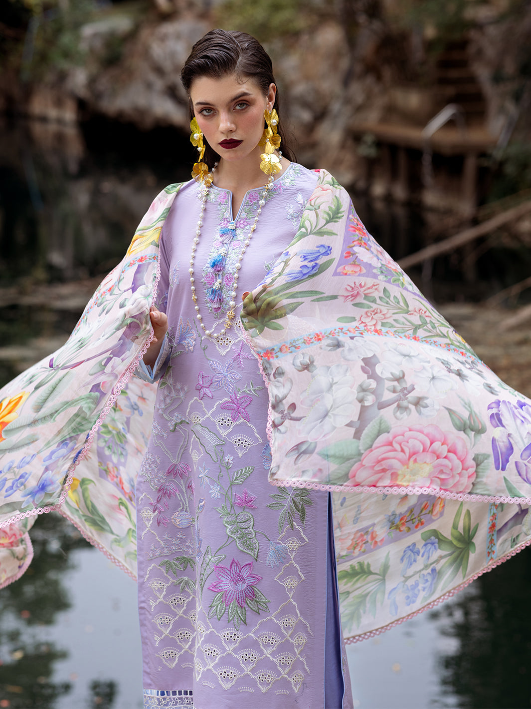 Roheenaz | Dahlia Embroidered Lawn 24 | Iris - Ladies Clothes 