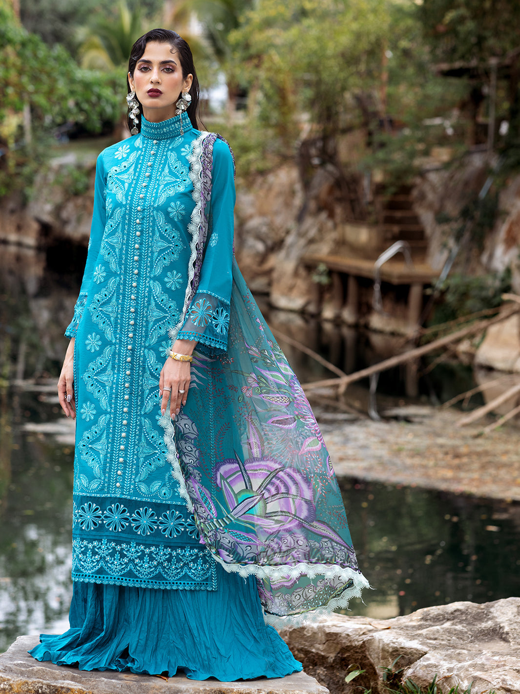 Roheenaz | Dahlia Embroidered Lawn 24 | Delphinium - Ladies Clothes 