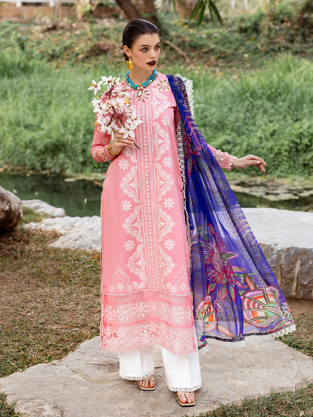 Roheenaz | Dahlia Embroidered Lawn 24 | Orchid