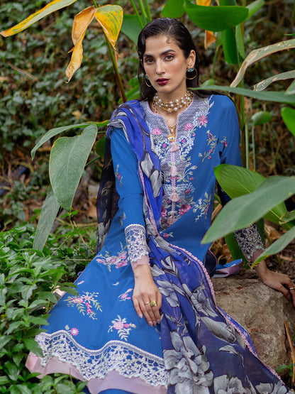 Roheenaz | Dahlia Embroidered Lawn 24 | Bluebell - Ladies Clothes 