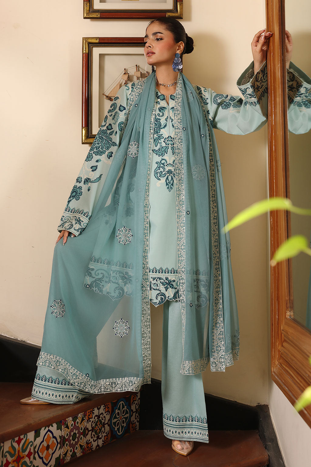 Afsanah | Rosa Essential | AL-307 - Luxury Dress - available at Maria Faisal in UK and USA.