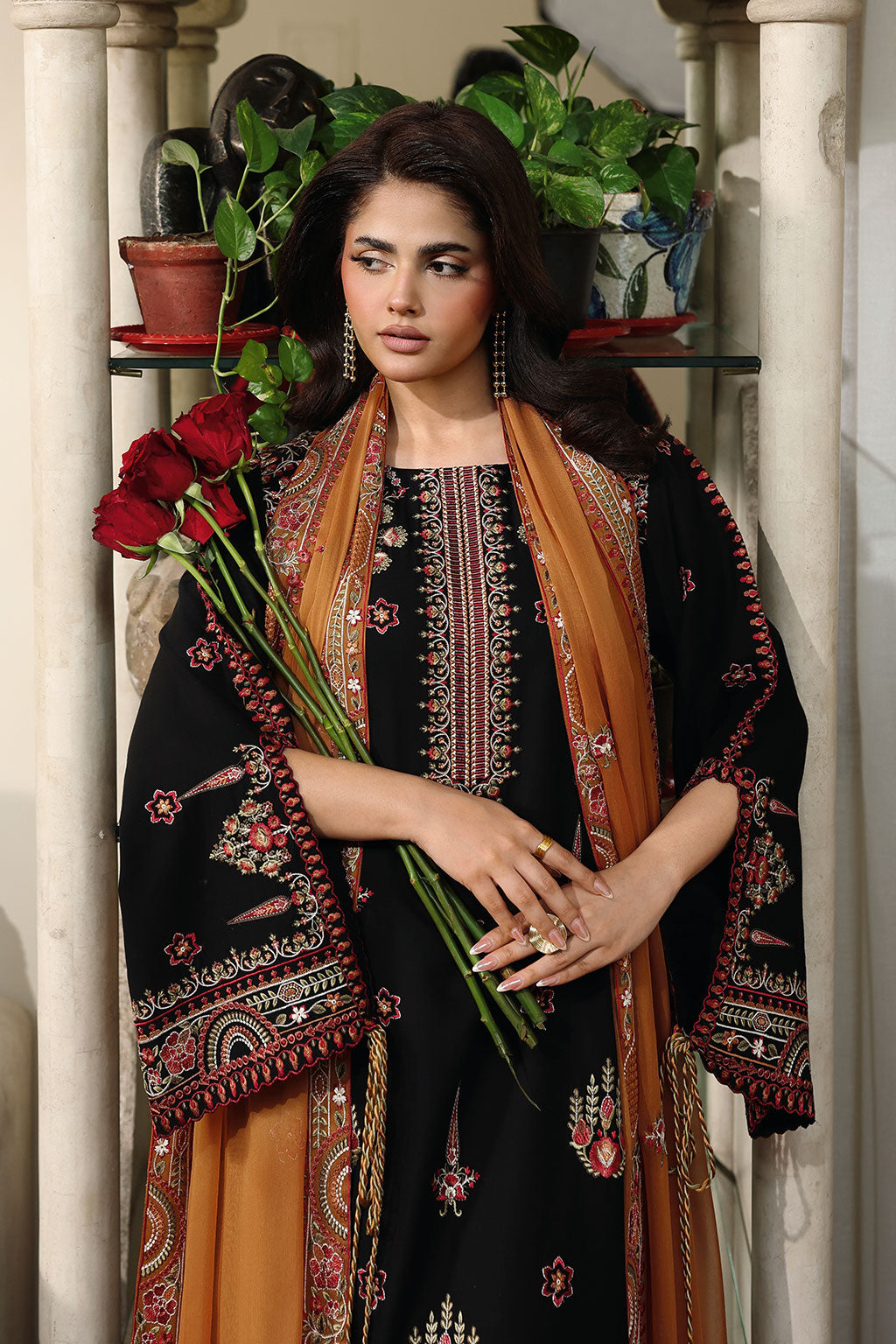 Afsanah | Rosa Essential | AL-302 - Luxury Dress - available at Maria Faisal in UK and USA.