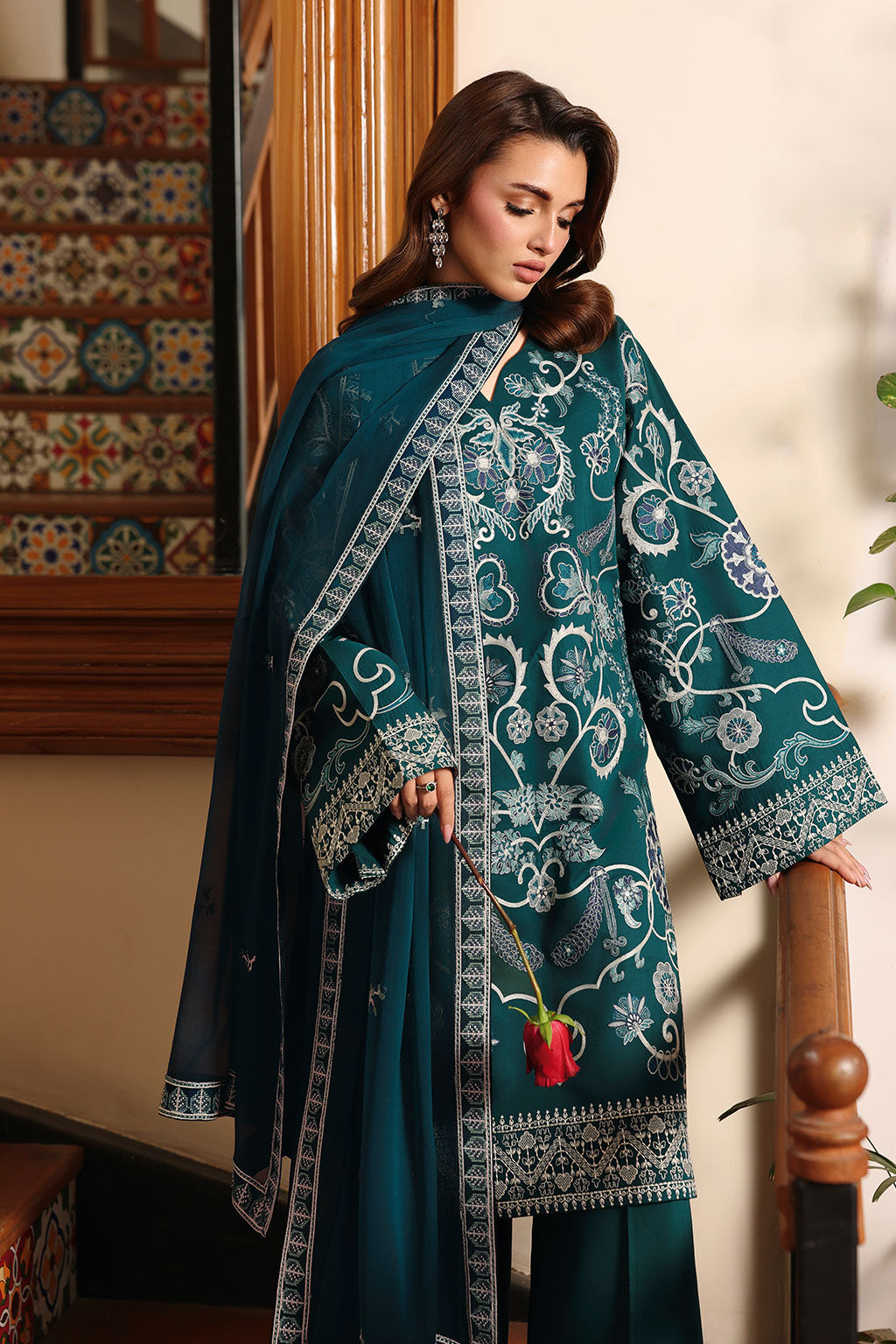 Afsanah | Rosa Essential | AL-304 - Luxury Dress - available at Maria Faisal in UK and USA.