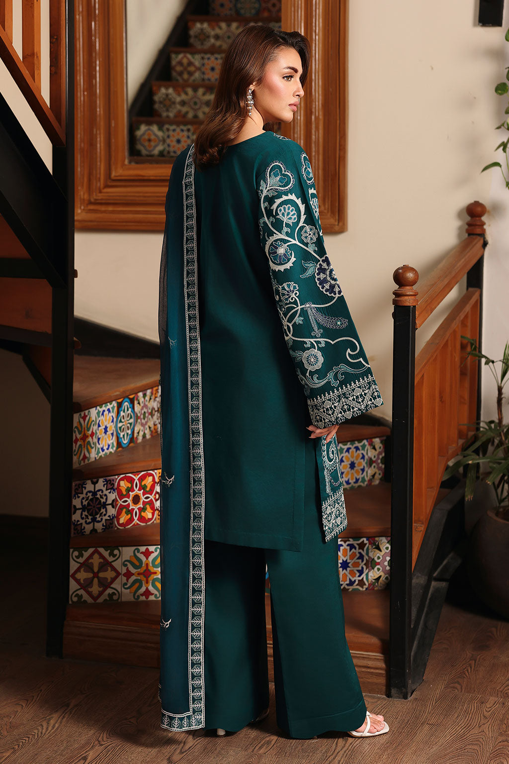 Afsanah | Rosa Essential | AL-304 - Luxury Dress - available at Maria Faisal in UK and USA.