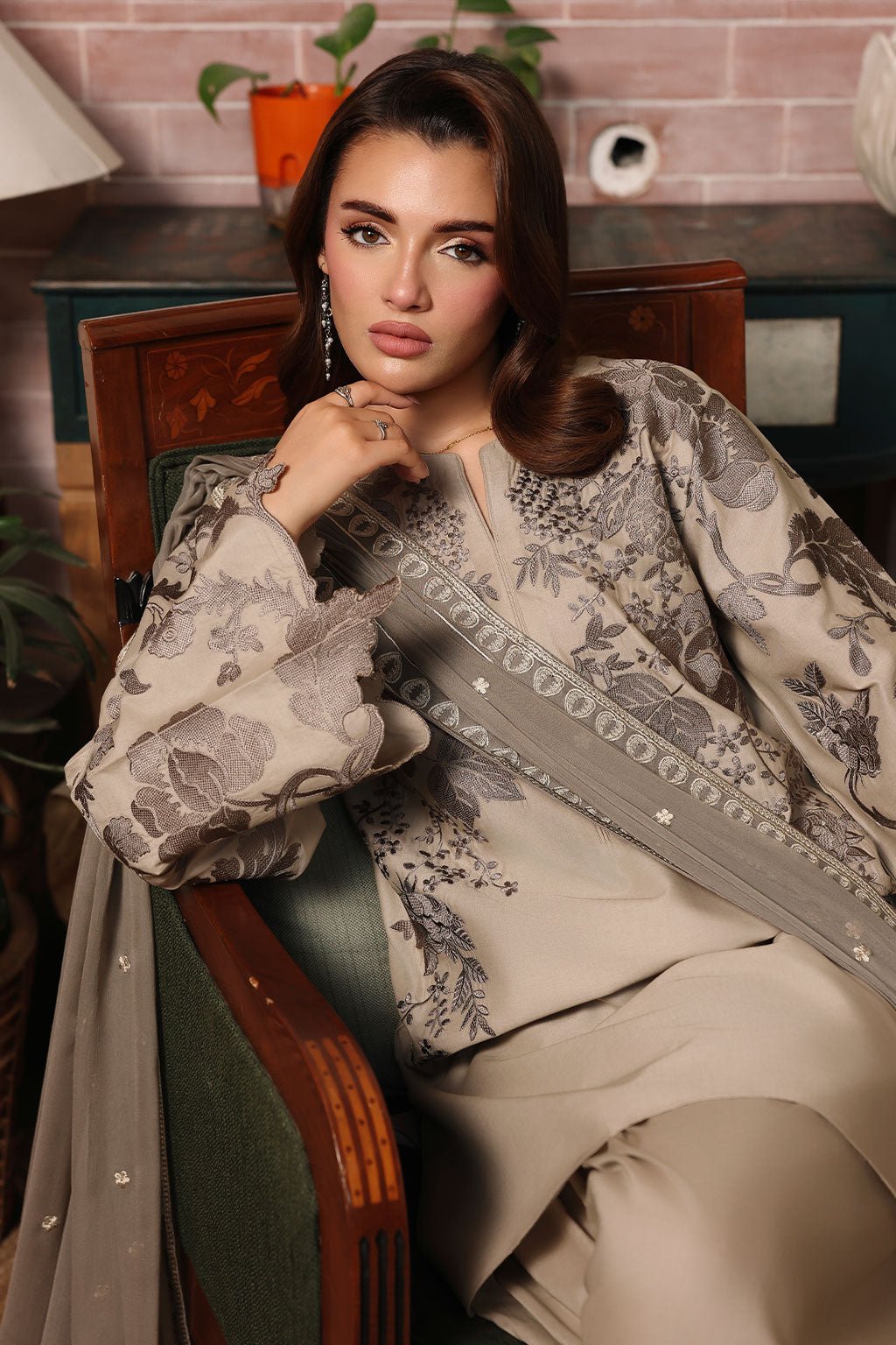 Afsanah | Rosa Essential | AL-301 - Luxury Dress - available at Maria Faisal in UK and USA.