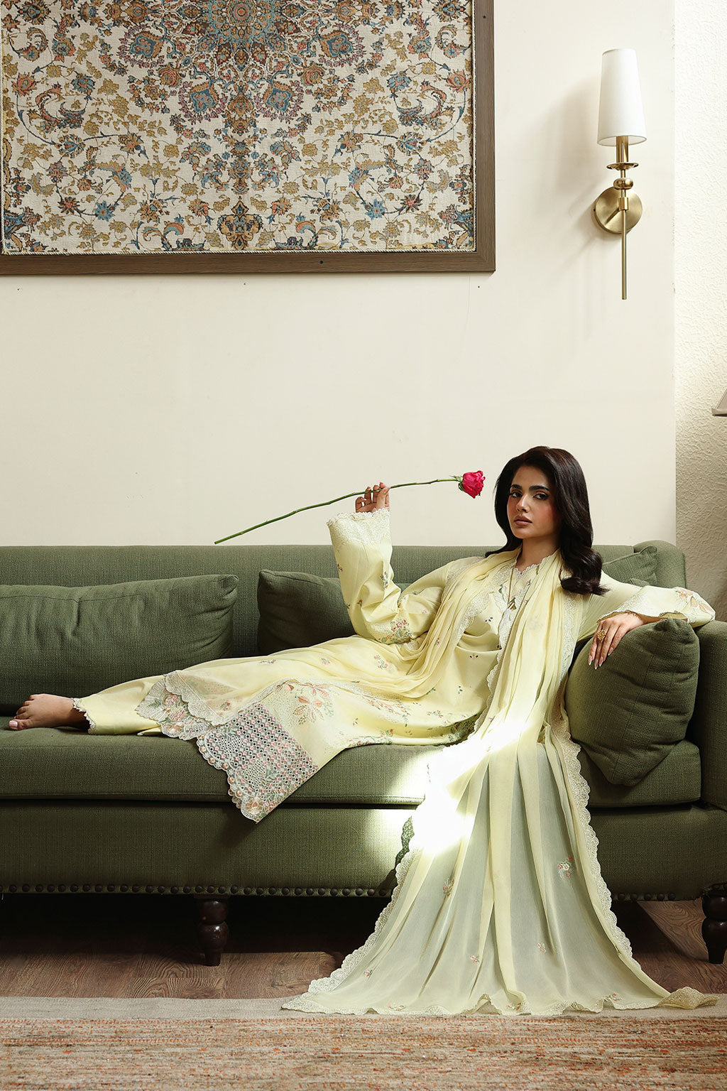 Afsanah | Rosa Essential | AL-309 - Luxury Dress - available at Maria Faisal in UK and USA.