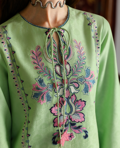 Republic Womenswear | Neonma Essential Pret 26 |Pistachio Poise - Luxury Dress - available at Maria Faisal in UK and USA.