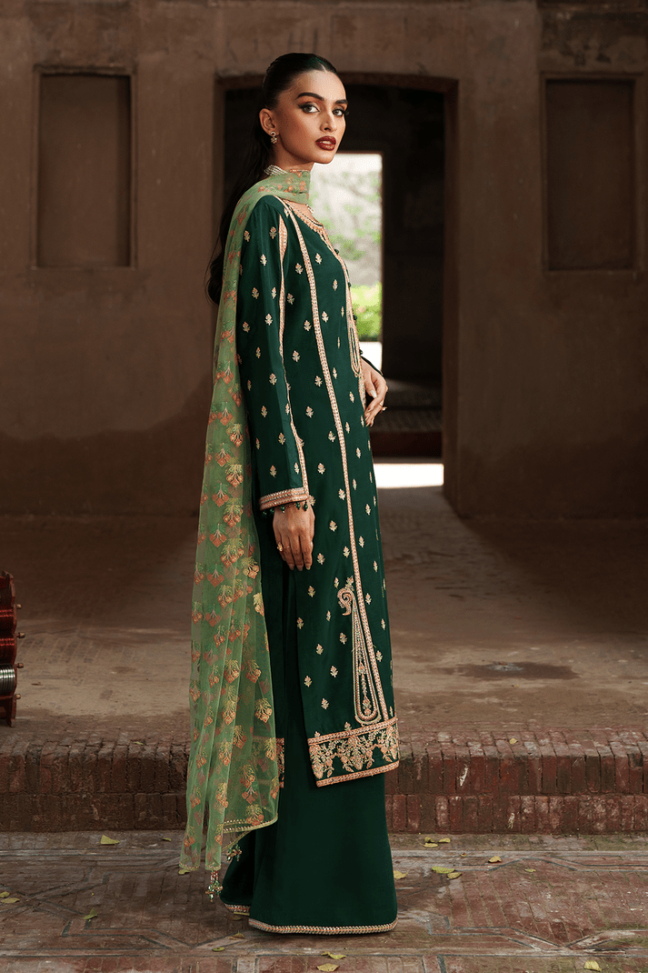 Saad Shaikh | Zaria Festive Pret 25 | EMERALD - Formal Dress - available at Maria Faisal in UK and USA.