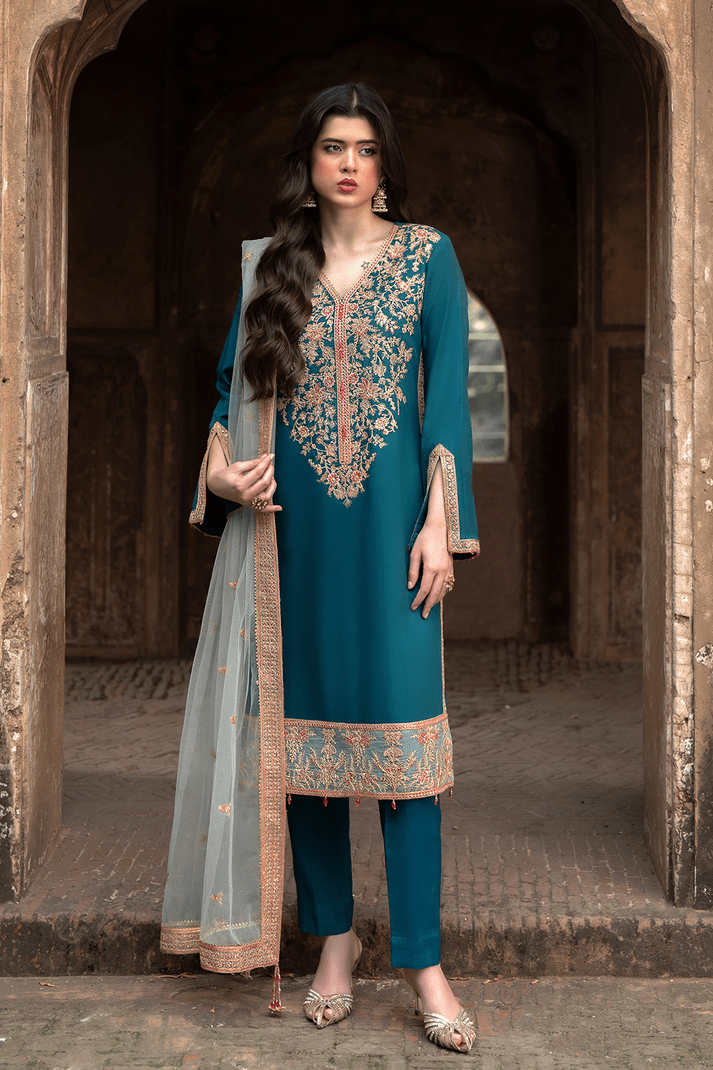 Saad Shaikh | Zaria Festive Pret 25 | LUXE - Formal Dress - available at Maria Faisal in UK and USA.