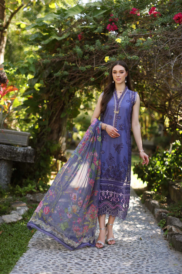 Noor by Saadia Asad | Luxury Chikankari Lawn24 | D8-A Purple - Ladies Clothes - Maria Faisal