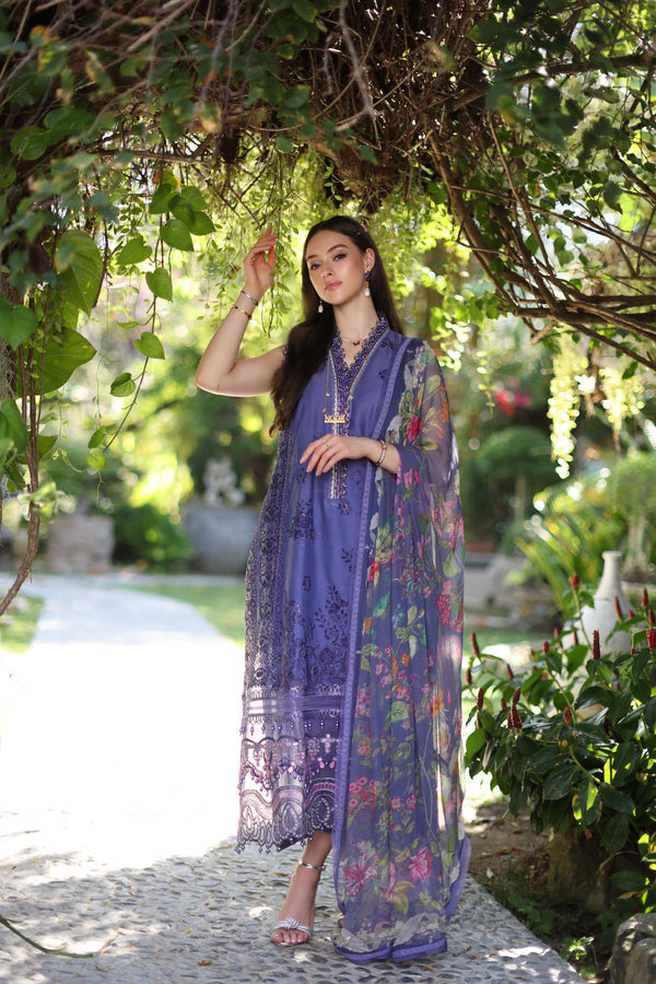 Noor by Saadia Asad | Luxury Chikankari Lawn24 | D8-A Purple - Ladies Clothes - Maria Faisal