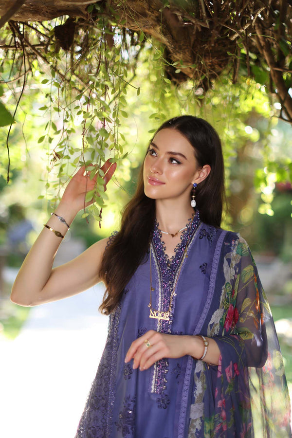 Noor by Saadia Asad | Luxury Chikankari Lawn24 | D8-A Purple - Ladies Clothes - Maria Faisal