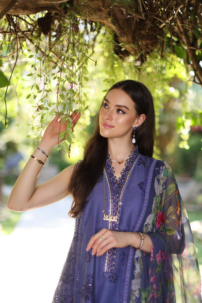 Noor by Saadia Asad | Luxury Chikankari Lawn24 | D8-A Purple - Ladies Clothes - Maria Faisal