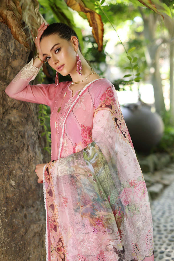 Noor by Saadia Asad | Luxury Chikankari Lawn24 | D1-A Pink Ombre - Ladies Clothes - Maria Faisal