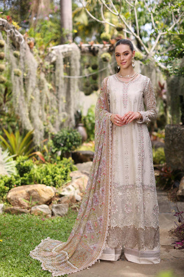 Noor by Saadia Asad | Luxury Chikankari Lawn24 | D3-B Beige Schifli