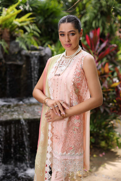 Noor by Saadia Asad | Luxury Chikankari Lawn24 | D7-B Peach Tkm - Ladies Clothes - Maria Faisal