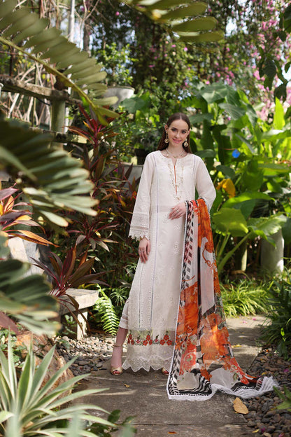 Noor by Saadia Asad | Luxury Chikankari Lawn24 | D6-B White Laser - Ladies Clothes - Maria Faisal