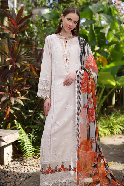 Noor by Saadia Asad | Luxury Chikankari Lawn24 | D6-B White Laser - Ladies Clothes - Maria Faisal