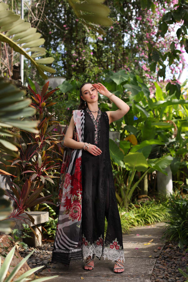 Noor by Saadia Asad | Luxury Chikankari Lawn24 | D6-A Black Laser - Ladies Clothes - Maria Faisal