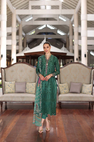 Noor by Saadia Asad | Luxury Chikankari Lawn24 | D4-A Green Laser