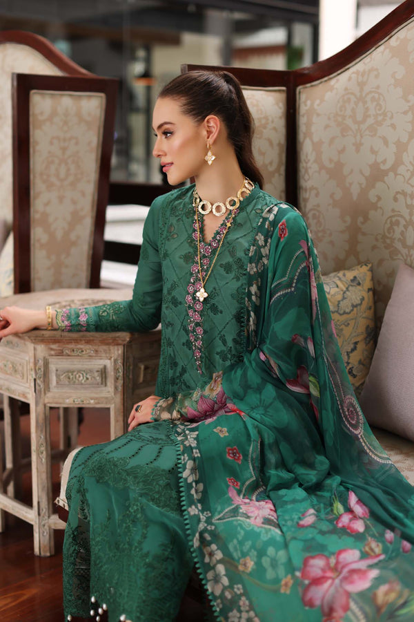 Noor by Saadia Asad | Luxury Chikankari Lawn24 | D4-A Green Laser - Ladies Clothes - Maria Faisal