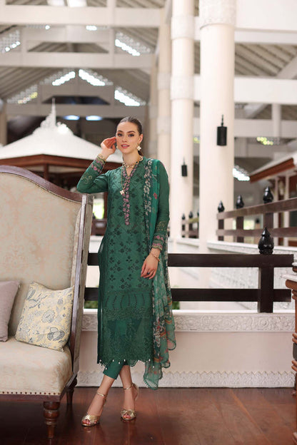 Noor by Saadia Asad | Luxury Chikankari Lawn24 | D4-A Green Laser - Ladies Clothes - Maria Faisal