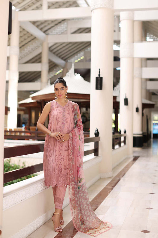 Noor by Saadia Asad | Luxury Chikankari Lawn24 | D4-B Pink Laser - Ladies Clothes - Maria Faisal