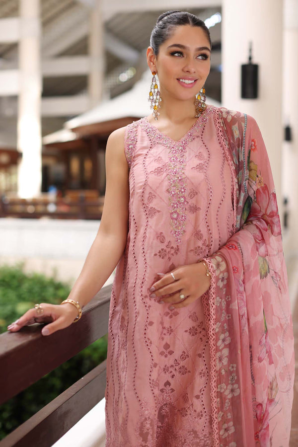 Noor by Saadia Asad | Luxury Chikankari Lawn24 | D4-B Pink Laser - Ladies Clothes - Maria Faisal
