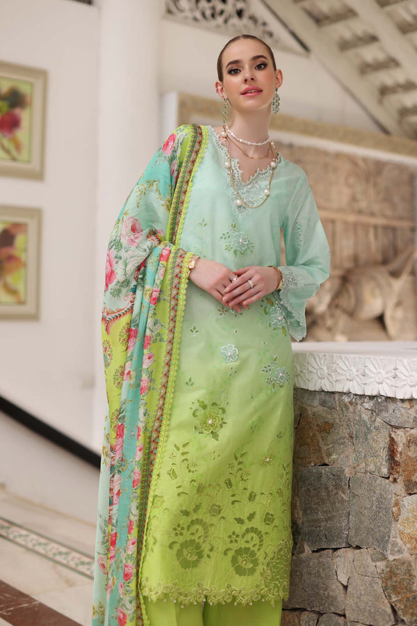 Noor by Saadia Asad | Luxury Chikankari Lawn24 | D5-A Aqua Ombre