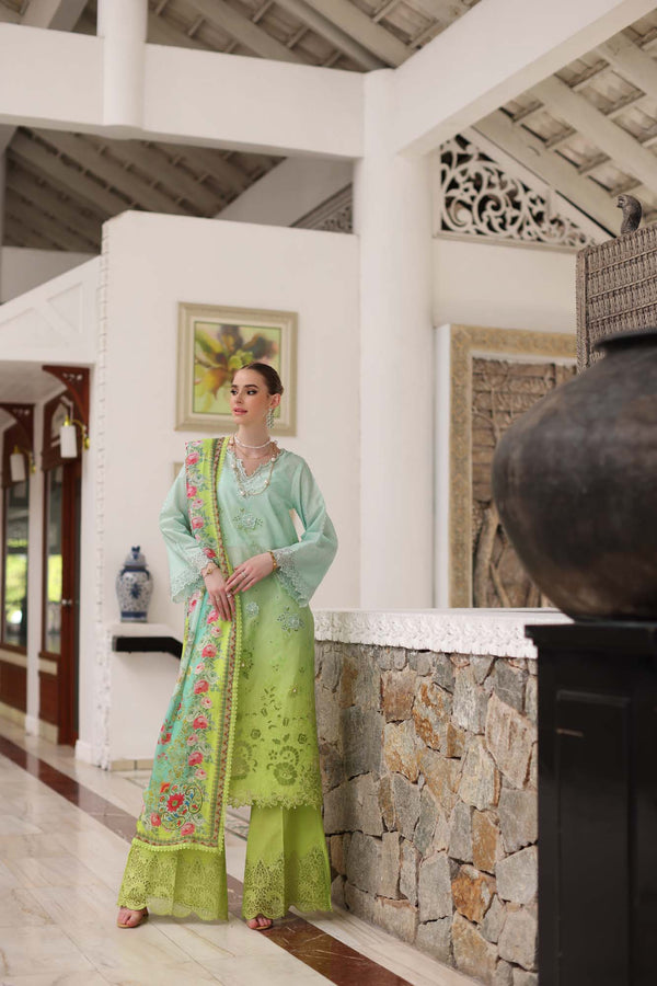 Noor by Saadia Asad | Luxury Chikankari Lawn24 | D5-A Aqua Ombre - Ladies Clothes - Maria Faisal