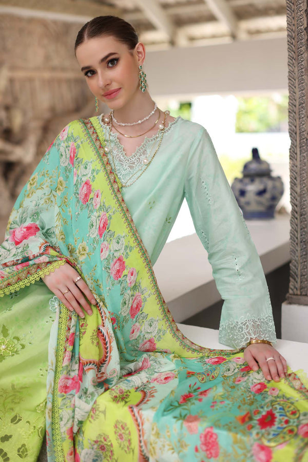 Noor by Saadia Asad | Luxury Chikankari Lawn24 | D5-A Aqua Ombre - Ladies Clothes - Maria Faisal