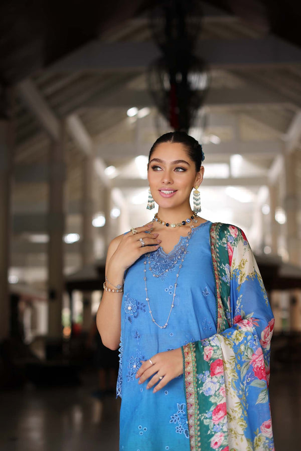 Noor by Saadia Asad | Luxury Chikankari Lawn24 | D5-B Blue Ombre - Ladies Clothes - Maria Faisal