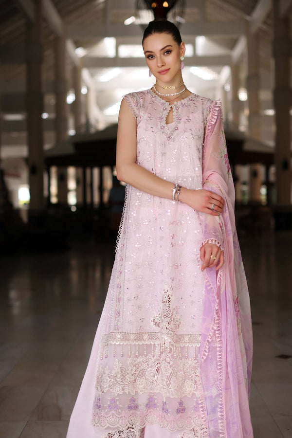 Noor by Saadia Asad | Luxury Chikankari Lawn24 | D11-A Pink Schifli