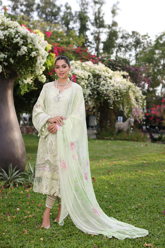 Noor by Saadia Asad | Luxury Chikankari Lawn24 | D11-B Mint Schifli - Ladies Clothes - Maria Faisal