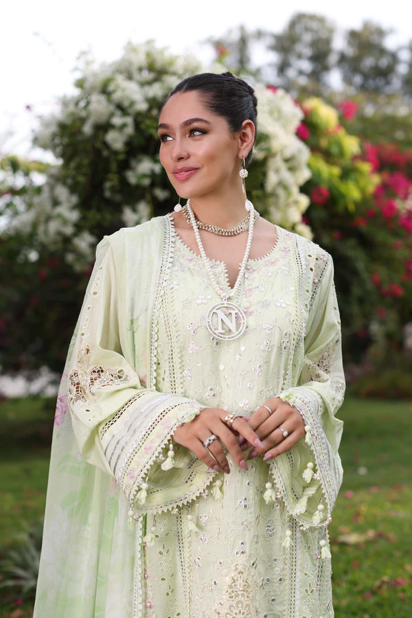 Noor by Saadia Asad | Luxury Chikankari Lawn24 | D11-B Mint Schifli - Ladies Clothes - Maria Faisal