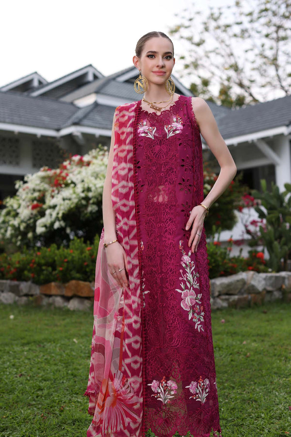 Noor by Saadia Asad | Luxury Chikankari Lawn24 | D10-A FUCHIA - Ladies Clothes - Maria Faisal