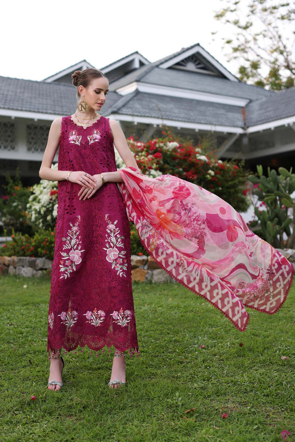 Noor by Saadia Asad | Luxury Chikankari Lawn24 | D10-A FUCHIA