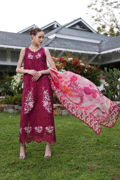 Noor by Saadia Asad | Luxury Chikankari Lawn24 | D10-A FUCHIA - Ladies Clothes - Maria Faisal