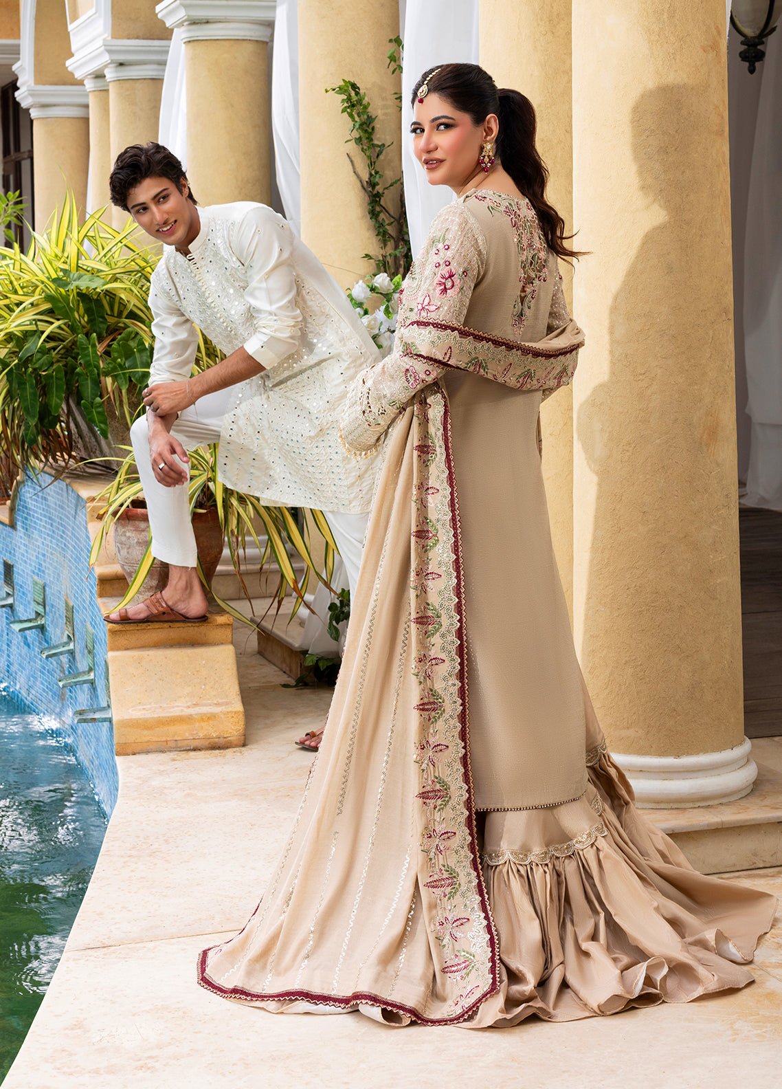Sahane | Haye Dil Wedding Formals | CT 29004 Veil of Romance - is Beige dress from Sahane - Ladies Clothes - Maria Faisal