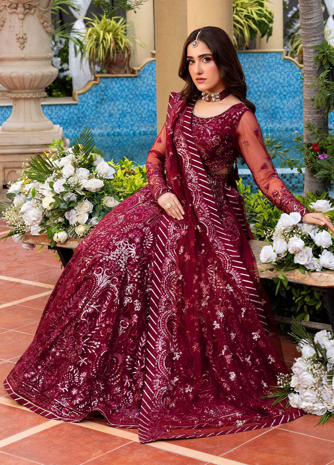 Sahane | Haye Dil Wedding Formals | CT 29009 Crimson HeartBeat - is Maroon dress from Sahane - Ladies Clothes - Maria Faisal