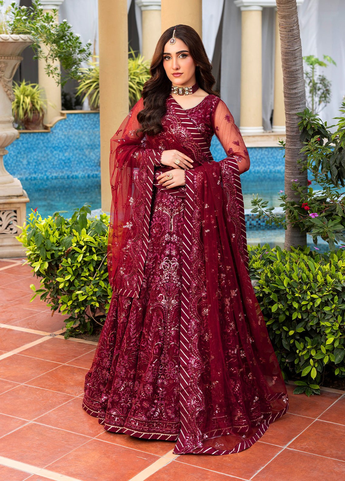 Sahane | Haye Dil Wedding Formals | CT 29009 Crimson HeartBeat - is Maroon dress from Sahane - Ladies Clothes - Maria Faisal
